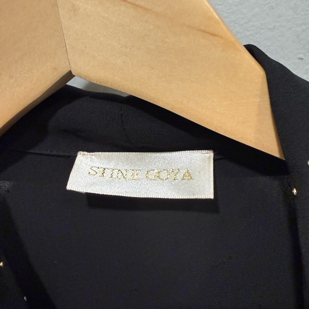 STINE GOYA Micaela Black Celestial Wrap Dress Gold & Silver Stars Small - Picture 7 of 7